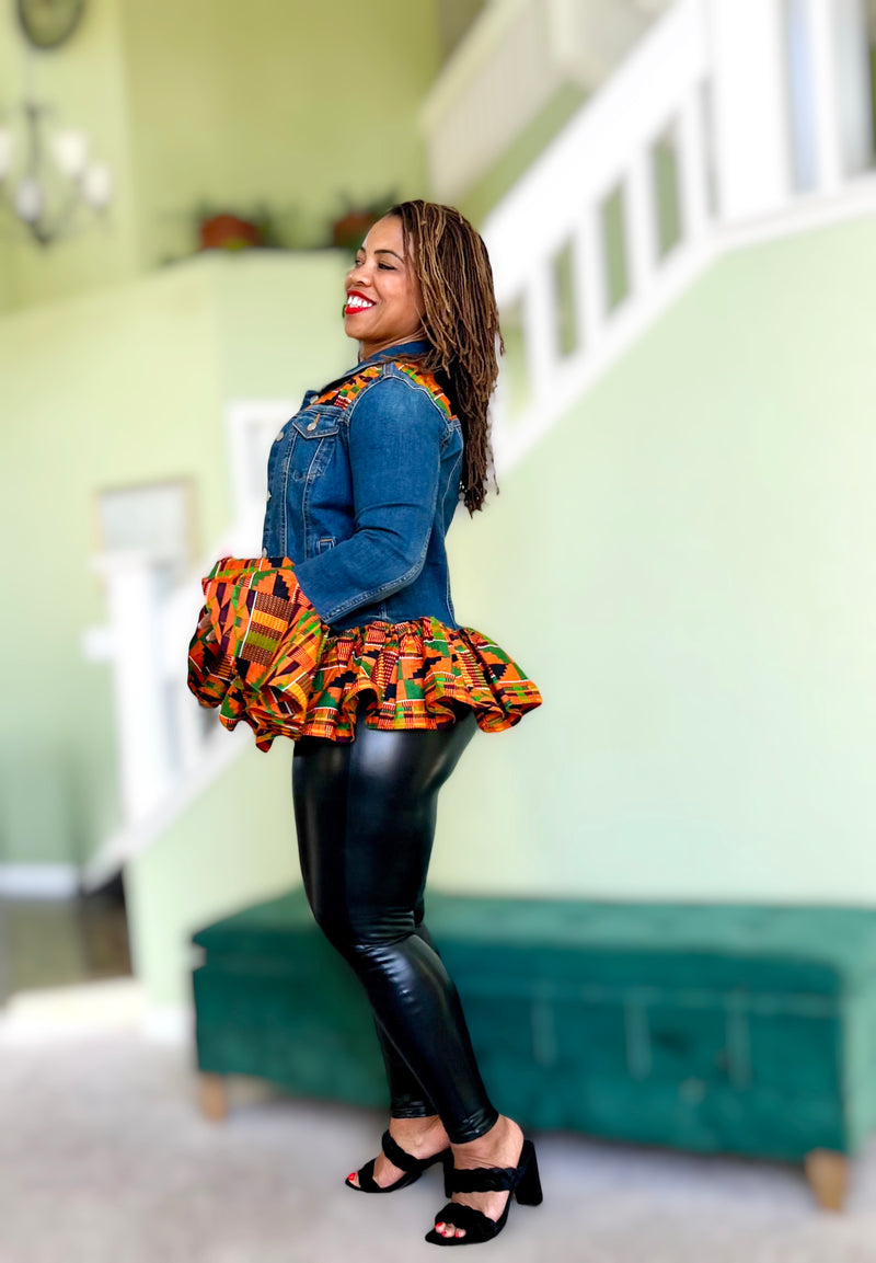 Kente Goddess Denim Jacket