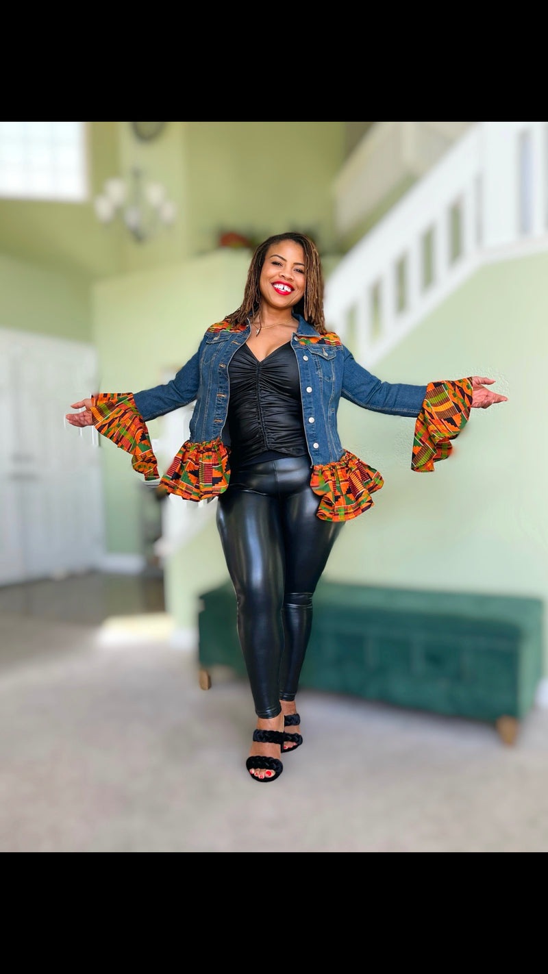 Kente Goddess Denim Jacket