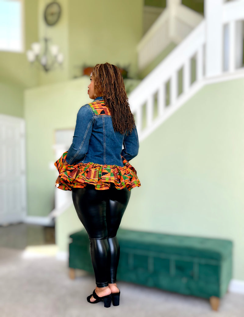 Kente Goddess Denim Jacket